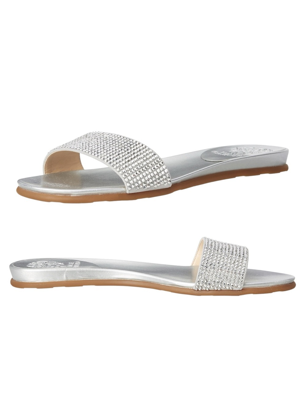 Vince Camuto Endilla Silver Rhinestone Slide Sandals